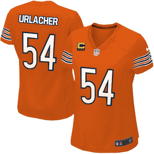 Women's Elite Brian Urlacher C Patch Nike Jersey Orange Alternate - #54 NFL Chicago Bears